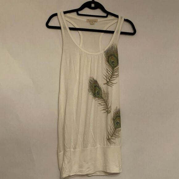 Forever 21 Tank Top Peacock Feather Design Boho Sleeveless Y2K  Medium FLAWED - Picture 9 of 16